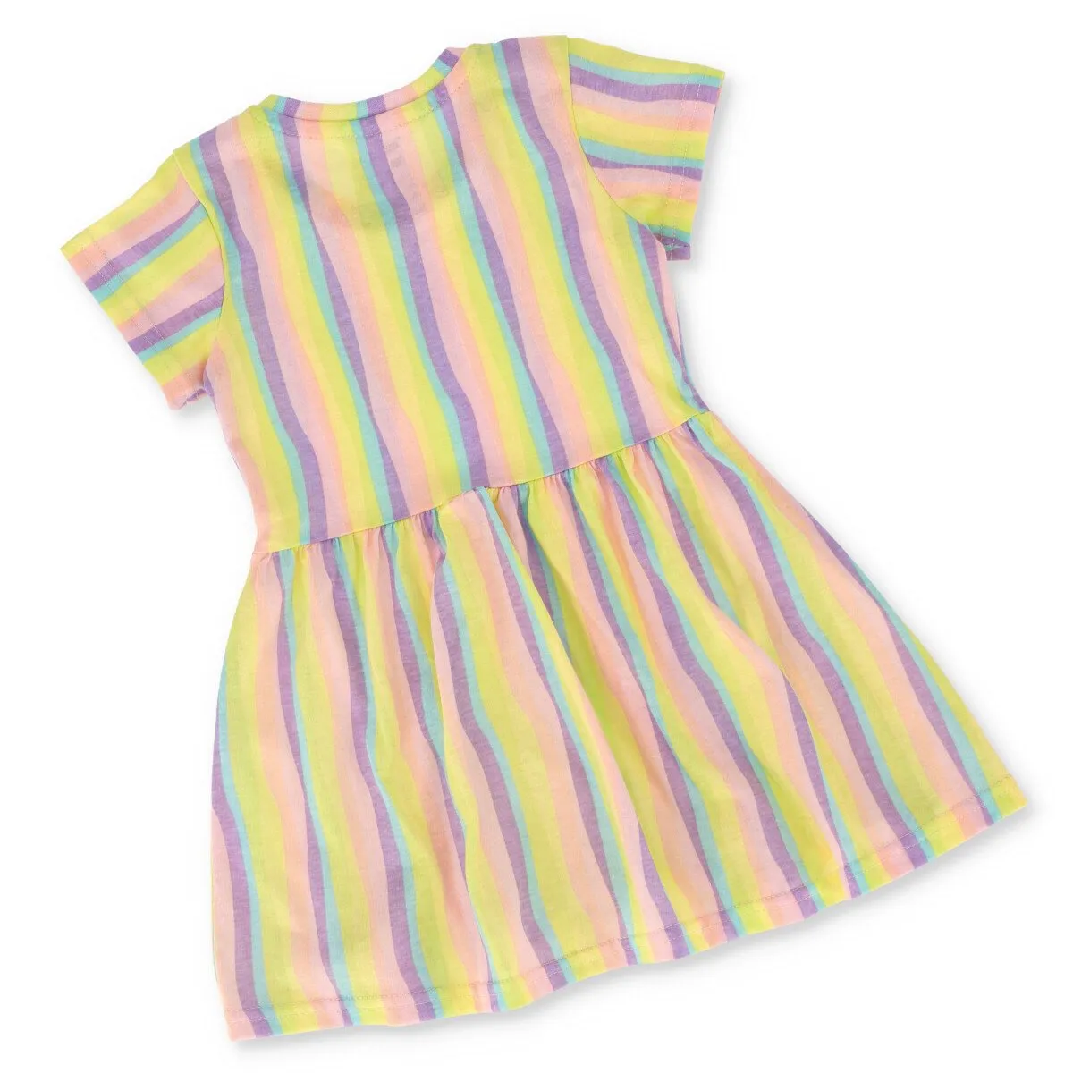 Pre-Girls Short Sleeve All Over Print Striped Flared Dress