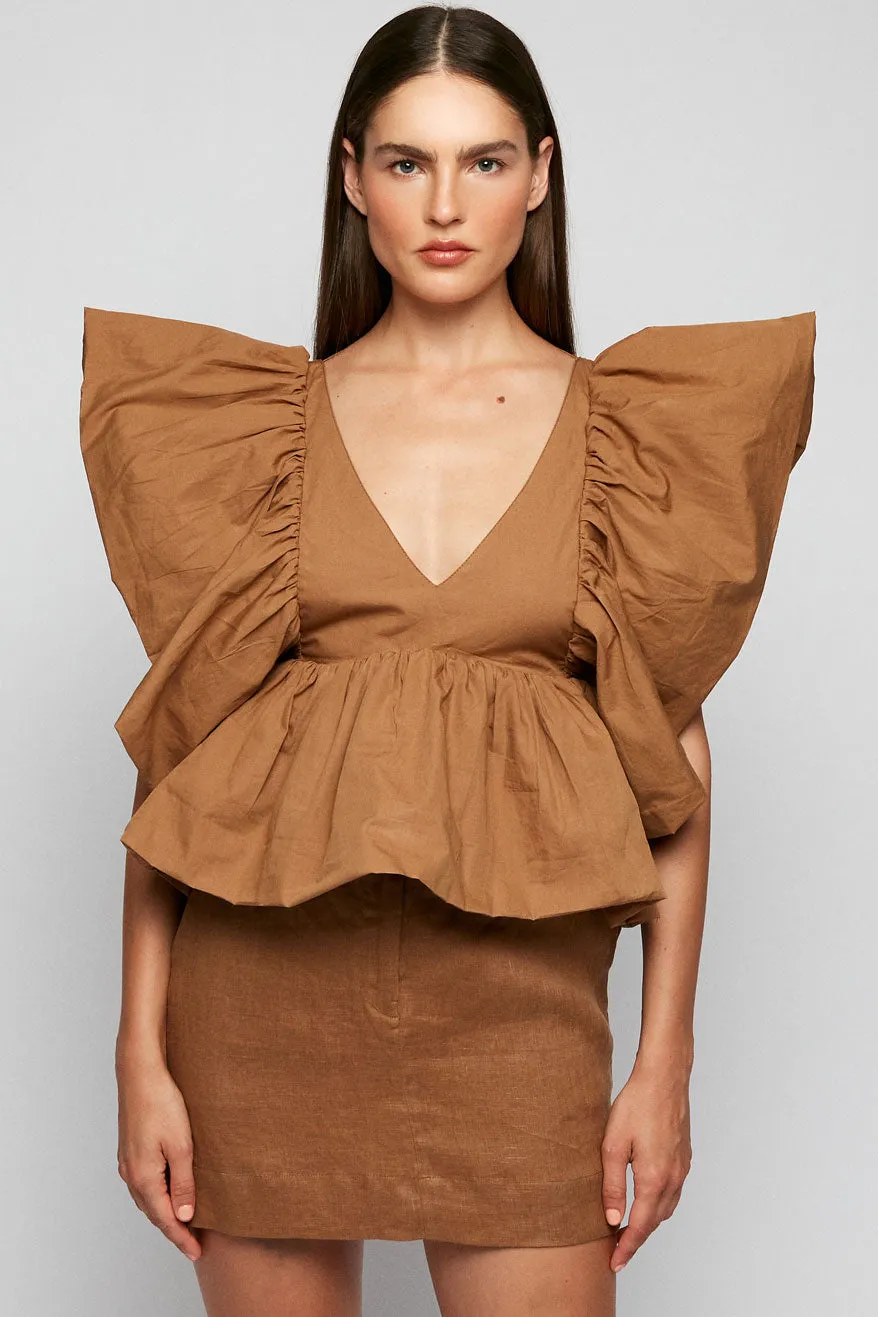 Puff Sleeve Peplum Top | Mini Skirt