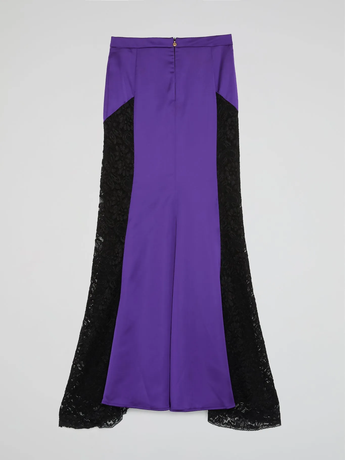 Purple Lace Panel Flared Maxi Skirt