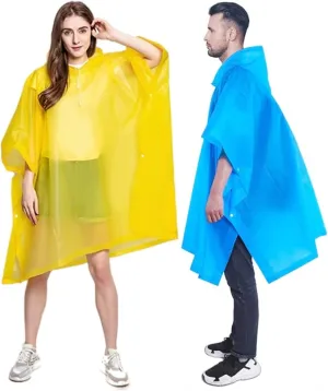 Rain Poncho Raincoats for Adults Reusable - 2-5 Pack EVA Waterproof Rain Coat with Hood, Rain Gear for Women Men