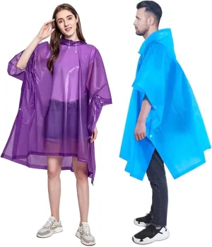 Rain Poncho Raincoats for Adults Reusable - 2-5 Pack EVA Waterproof Rain Coat with Hood, Rain Gear for Women Men