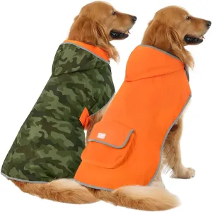 Rain Small Slicker Medium - Camo Full product range for Coat All-inclusive Dog Large Dogs Hooded L Poncho Jacket Raincoat Orange Reversible