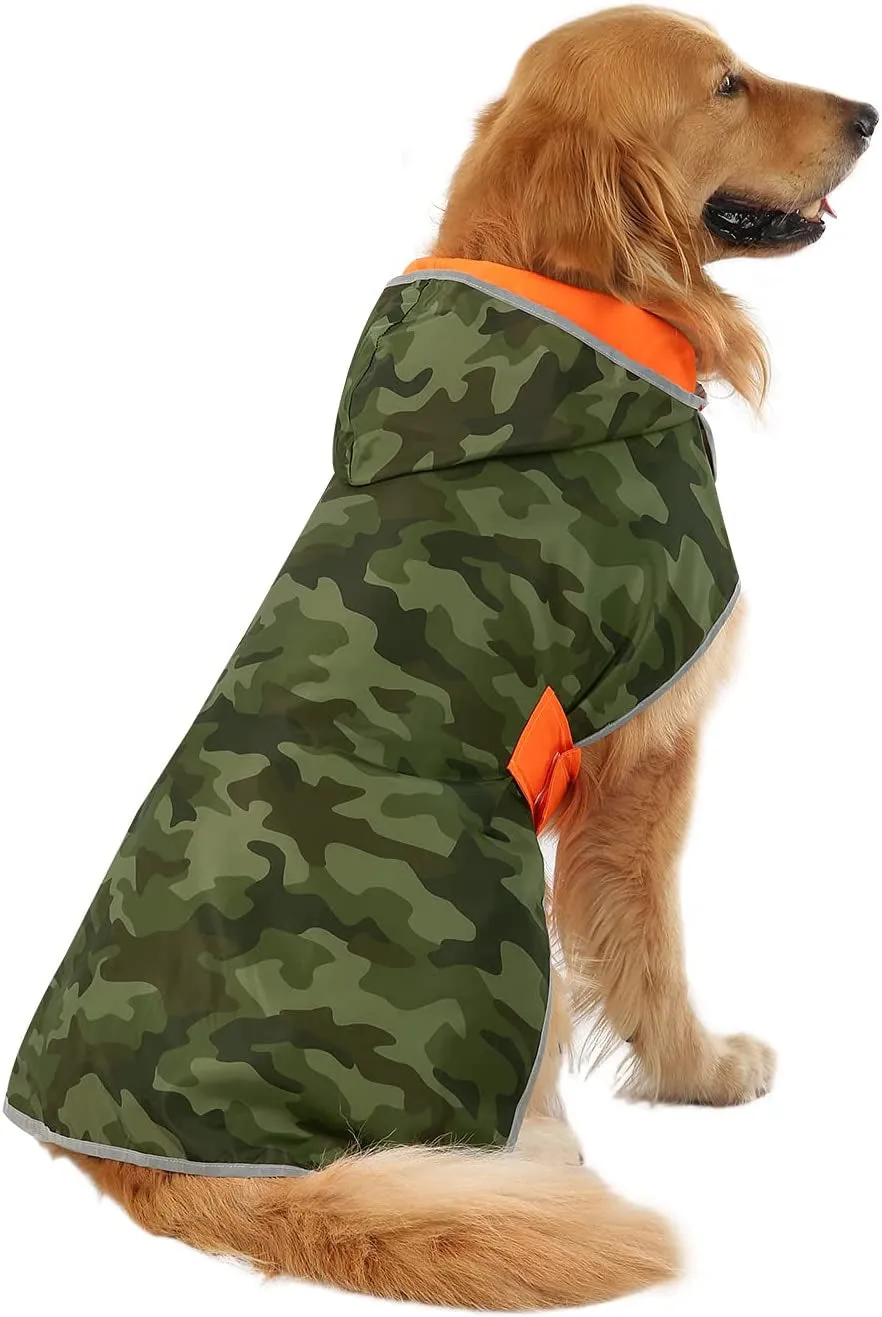 Rain Small Slicker Medium - Camo Full product range for Coat All-inclusive Dog Large Dogs Hooded L Poncho Jacket Raincoat Orange Reversible