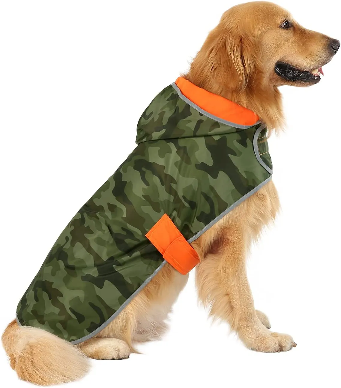 Rain Small Slicker Medium - Camo Full product range for Coat All-inclusive Dog Large Dogs Hooded L Poncho Jacket Raincoat Orange Reversible