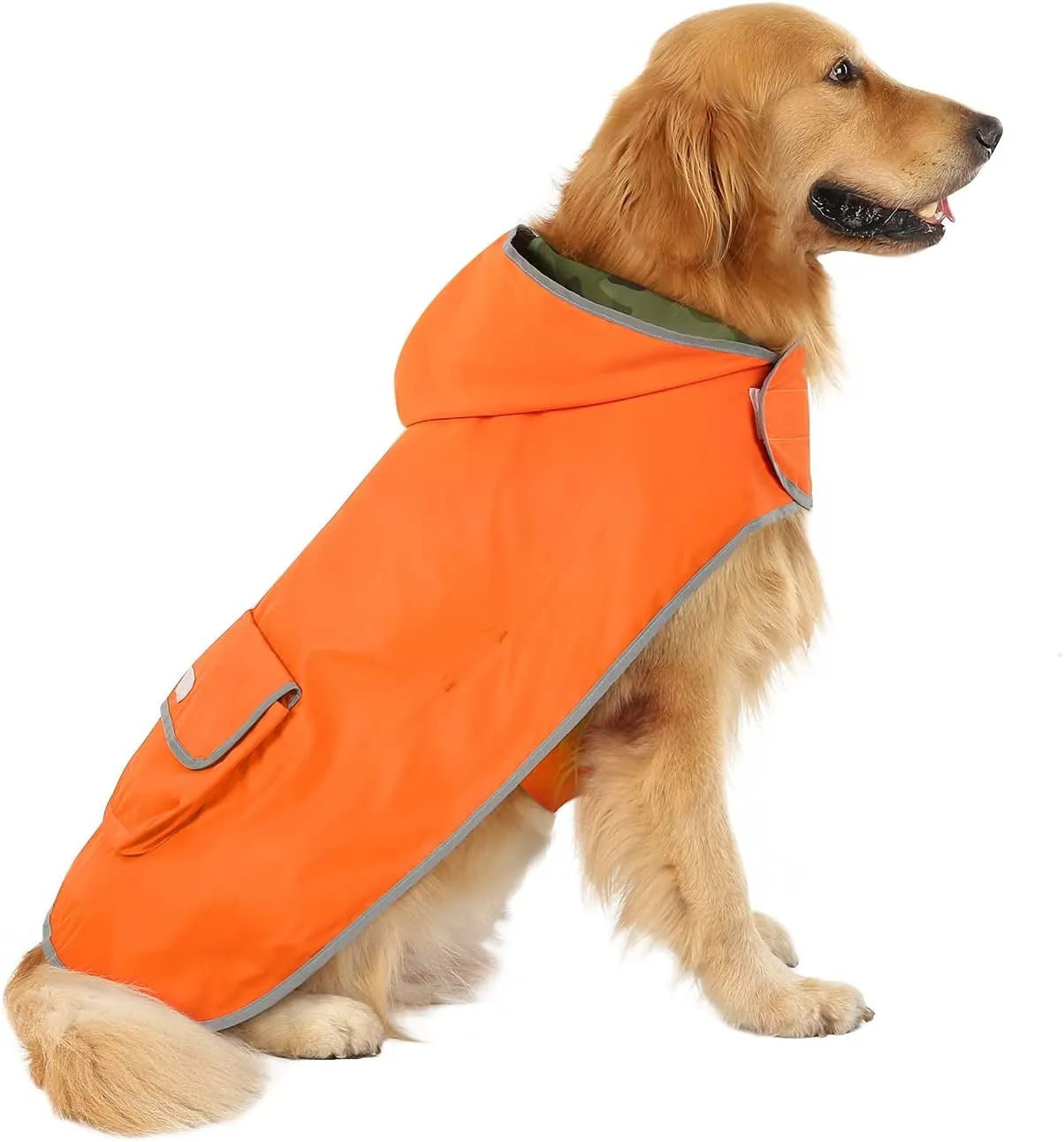 Rain Small Slicker Medium - Camo Full product range for Coat All-inclusive Dog Large Dogs Hooded L Poncho Jacket Raincoat Orange Reversible