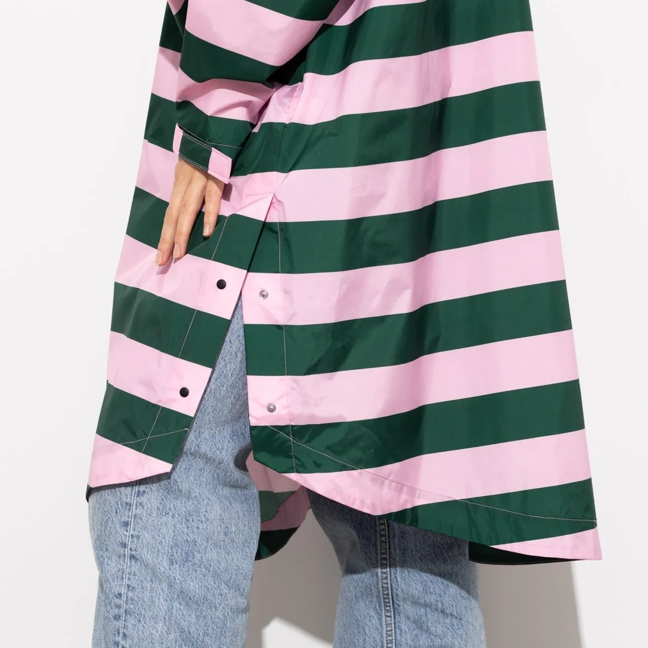 Raincoat bold stripes - green/rosé