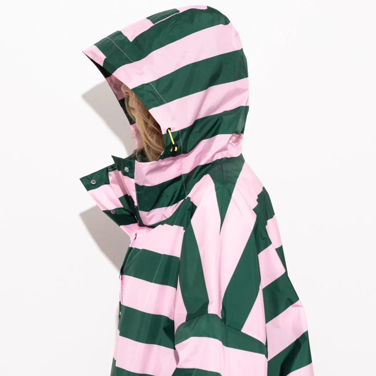 Raincoat bold stripes - green/rosé