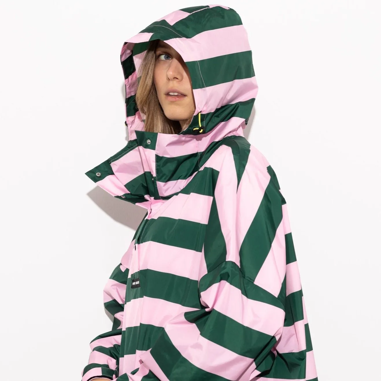 Raincoat bold stripes - green/rosé