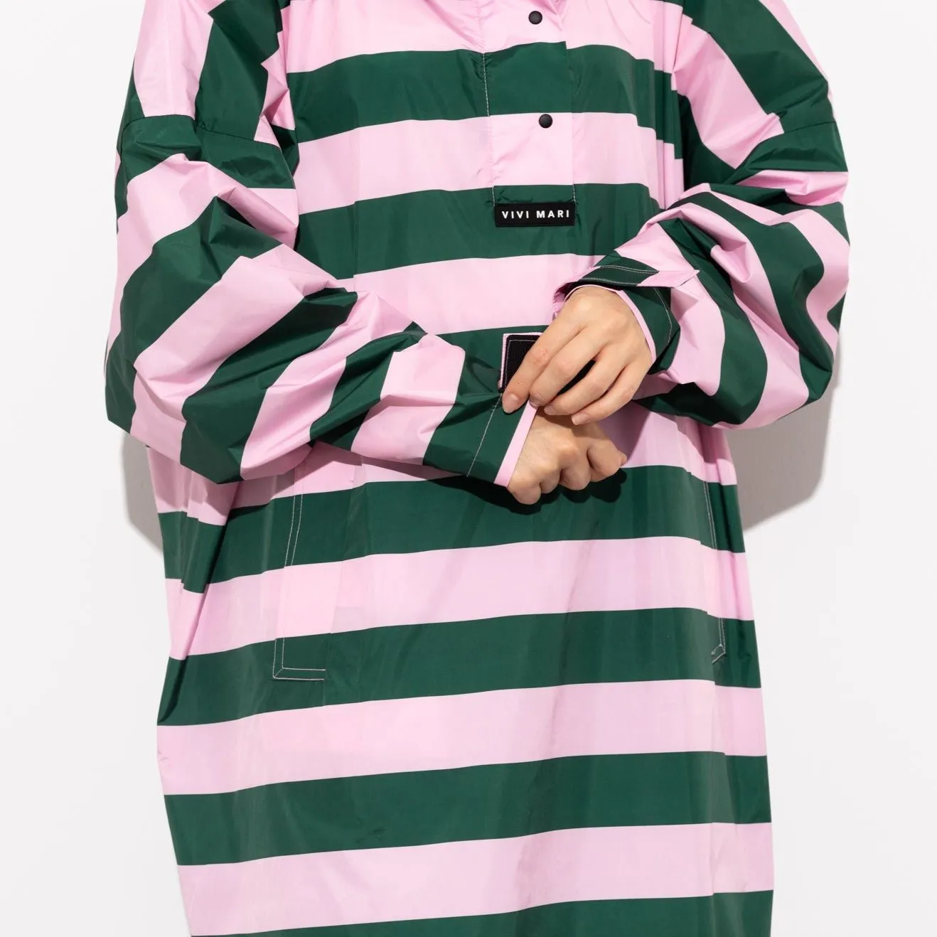 Raincoat bold stripes - green/rosé