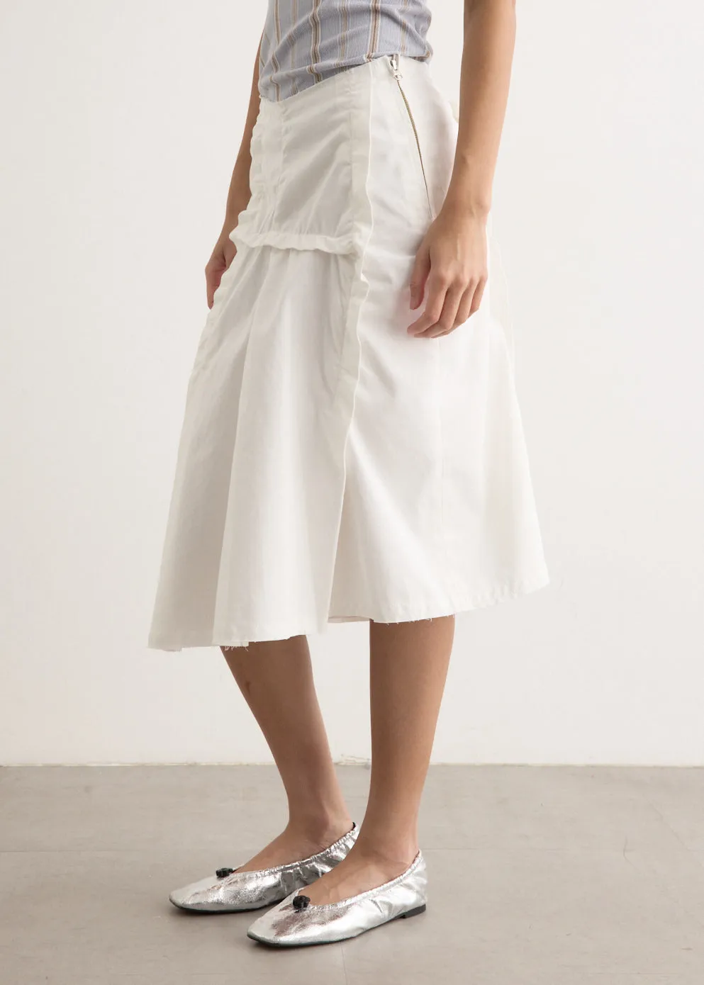 Raw Cut Shirring Skirt