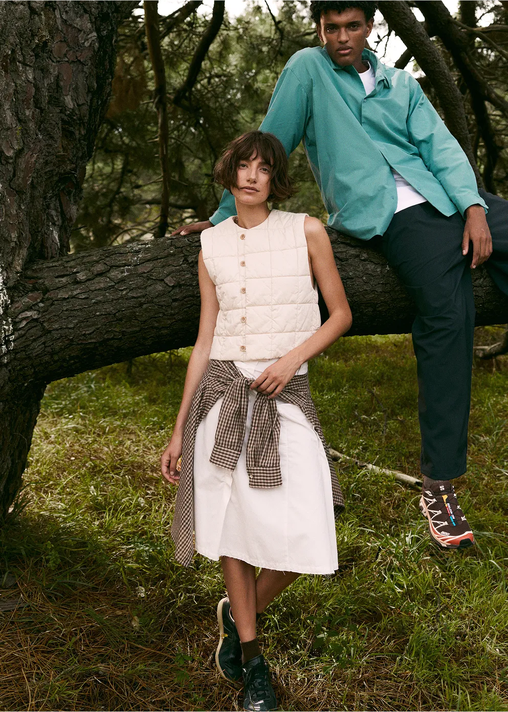 Raw Cut Shirring Skirt