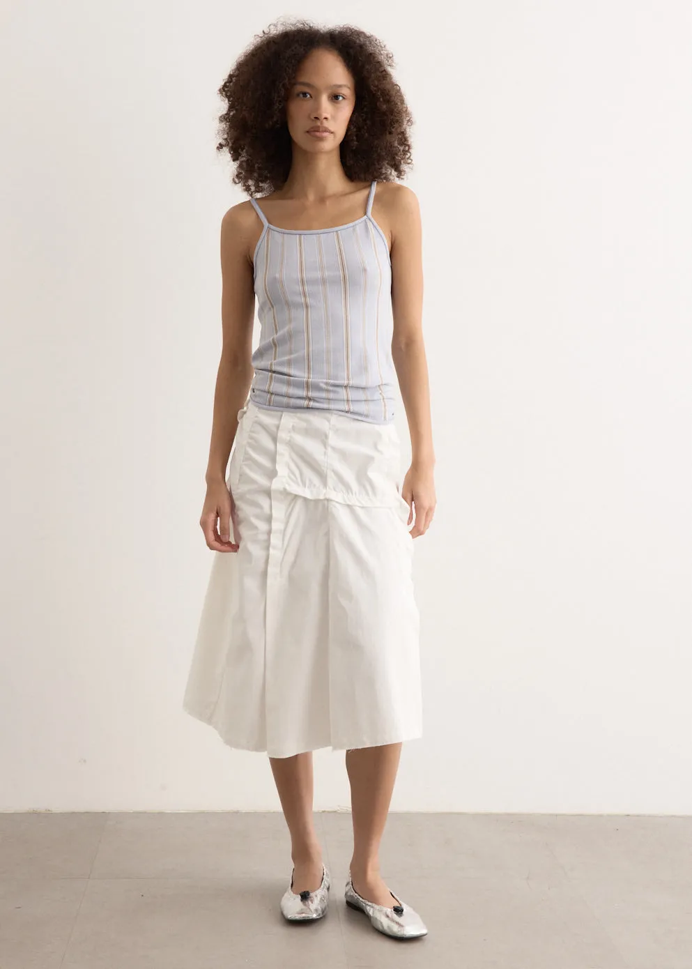 Raw Cut Shirring Skirt