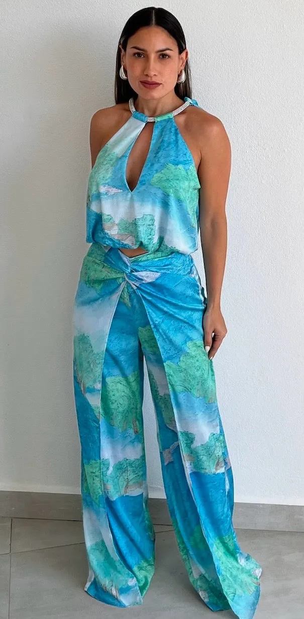 Resort Vibes Print Pants Two-Piece Set
