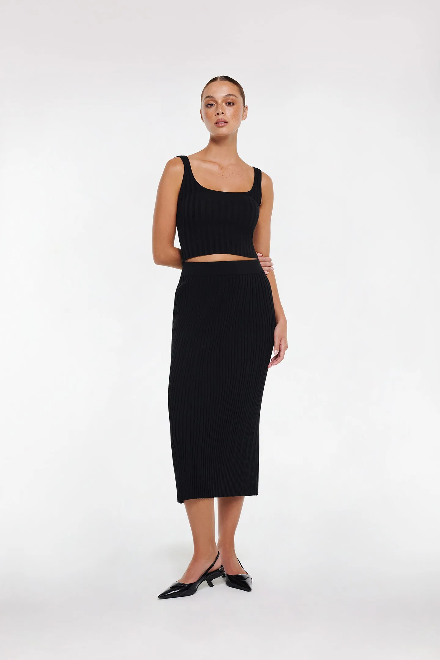 RIB MIDI SKIRT