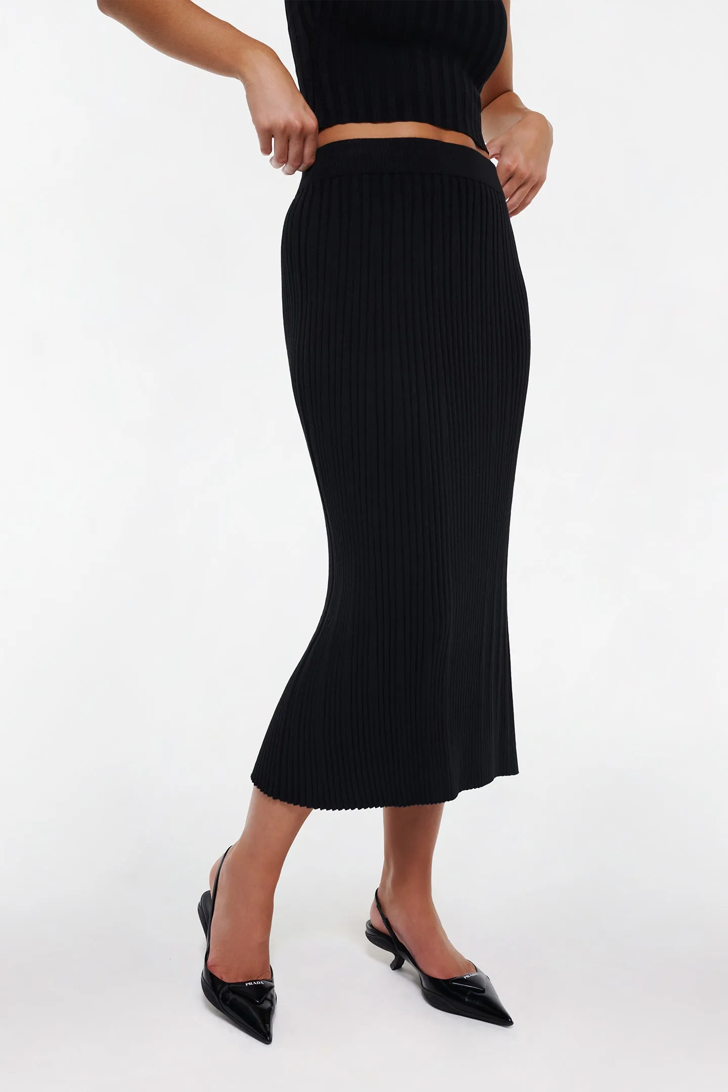 RIB MIDI SKIRT