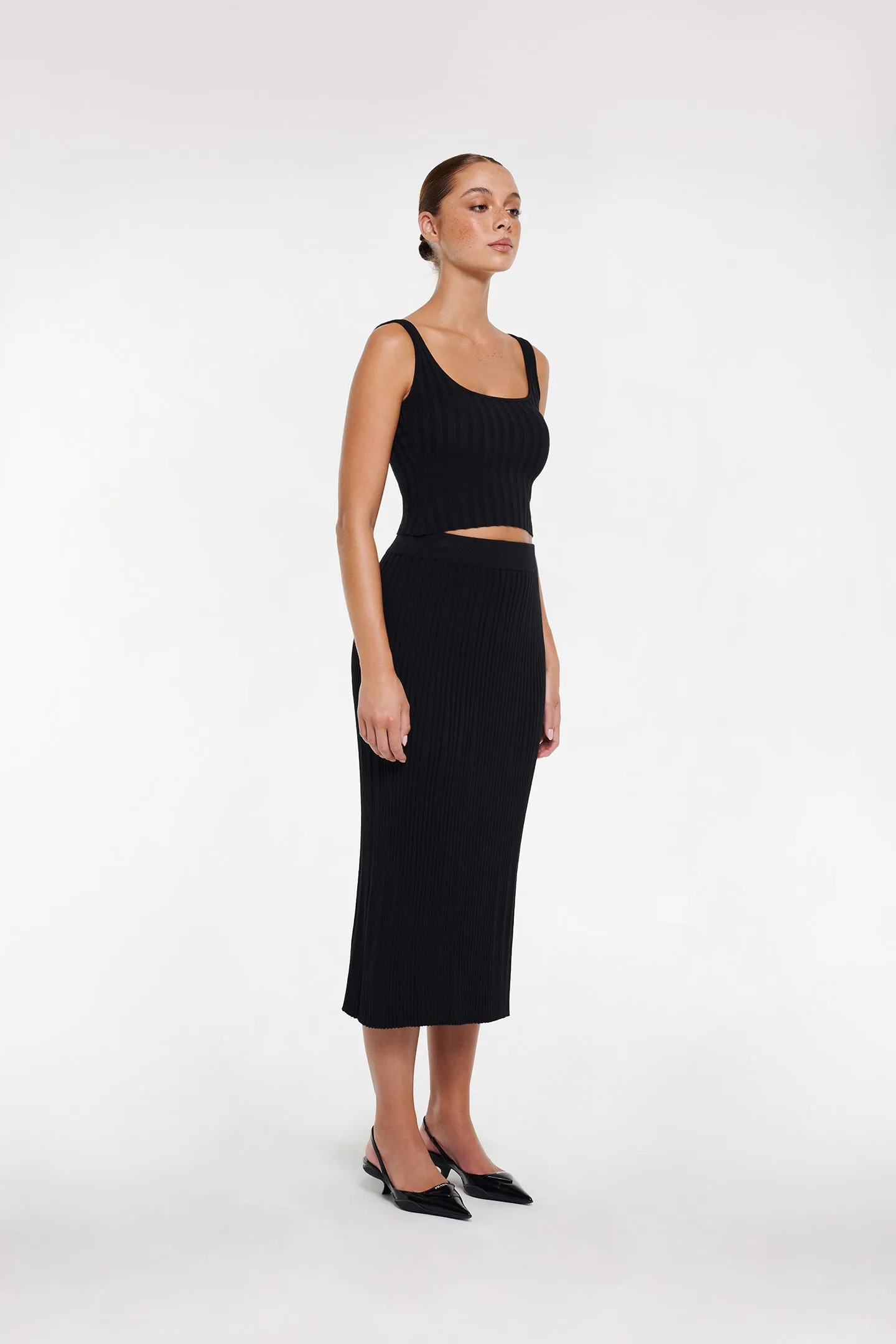 RIB MIDI SKIRT