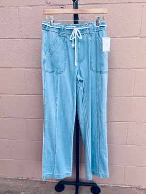 Risen- High Rise Wide Leg Pull On Jeans