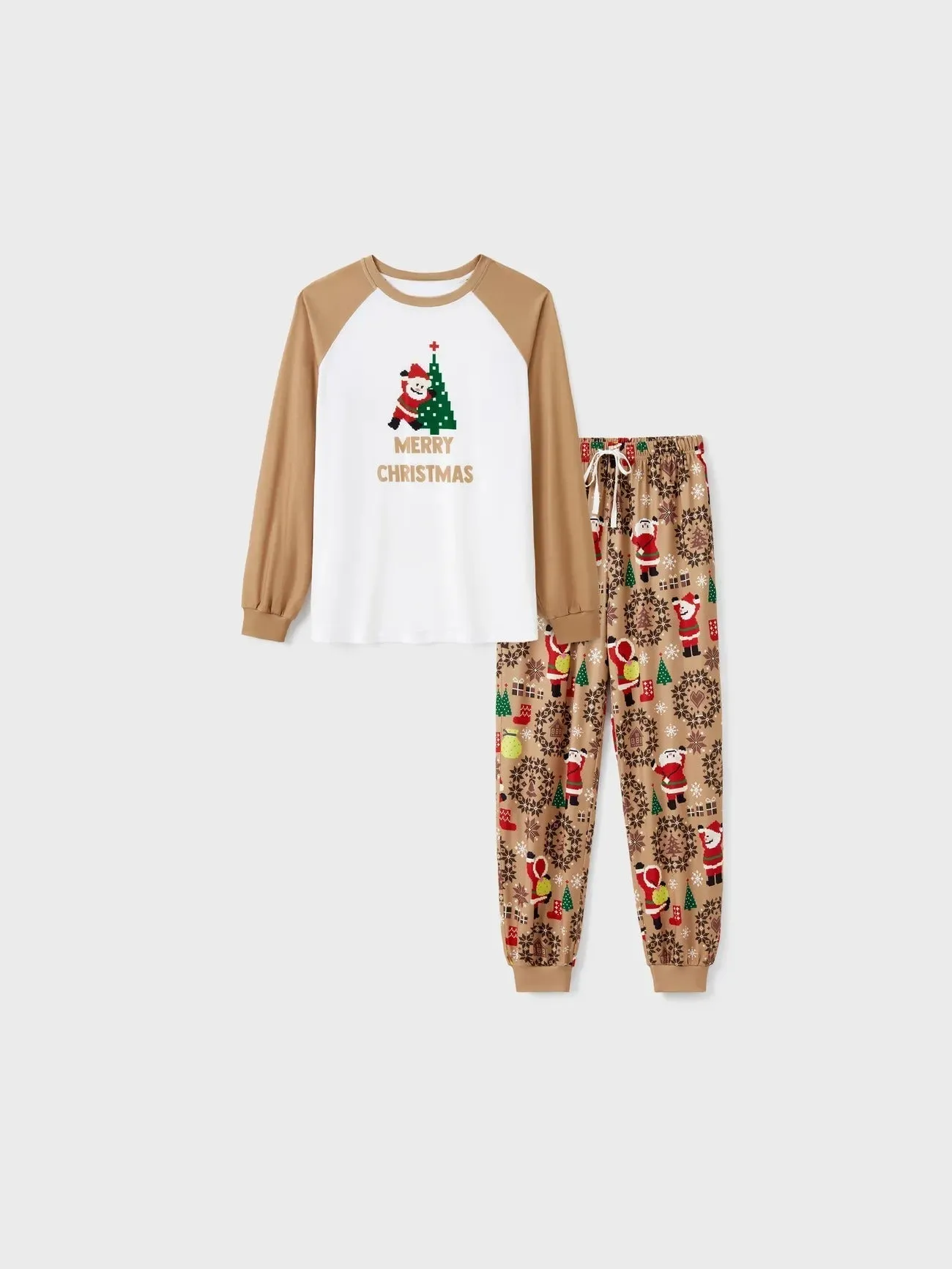 Santa And Tree Print Family Matching Pajama Sets