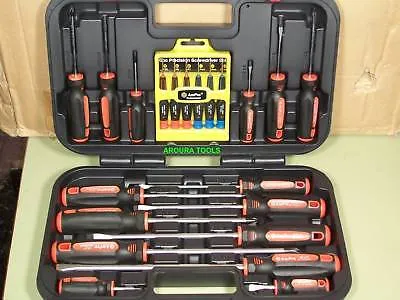 SCREWDRIVERS 21 PC - CR V STEEL- PRO QUALITY -New
