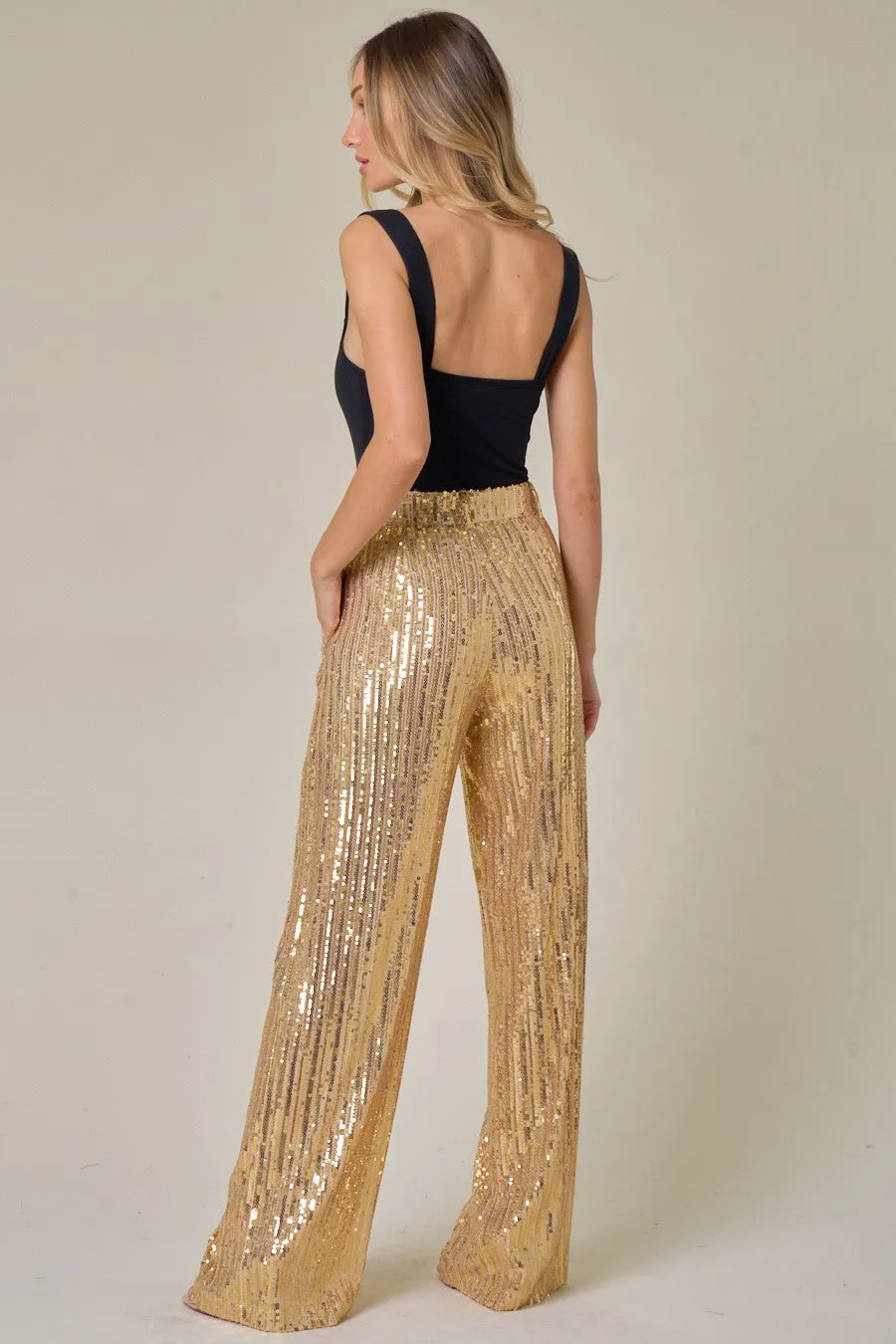 SEQUINS WIDE LEG PANTS - W2406PIA