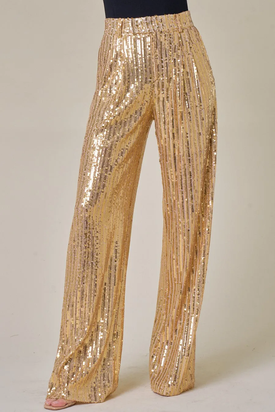 SEQUINS WIDE LEG PANTS - W2406PIA