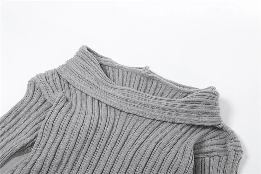 Serena ribbed knit off shoulder maxi skirt set