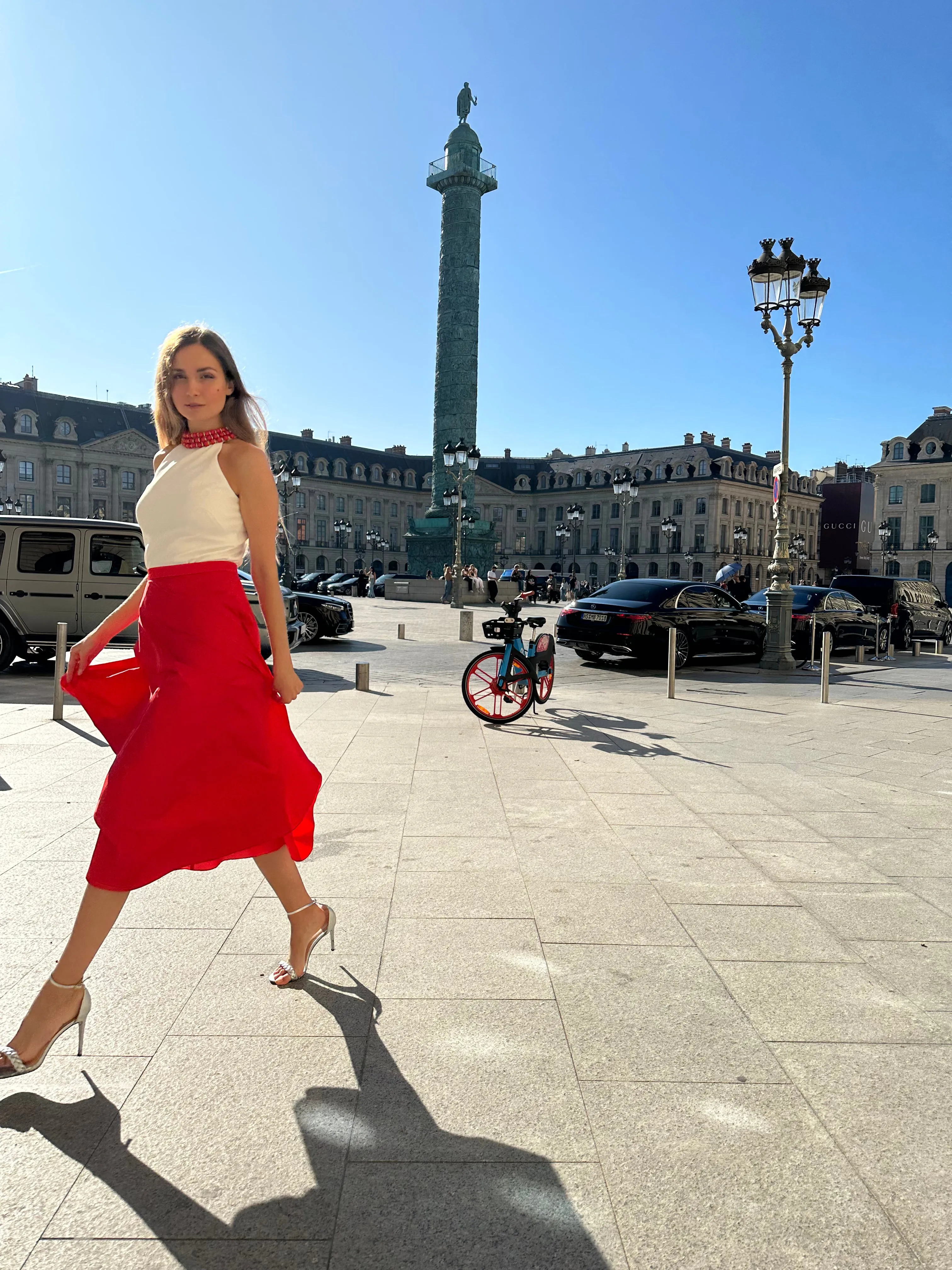 SKY A-LINE TAFFETA MIDI SKIRT