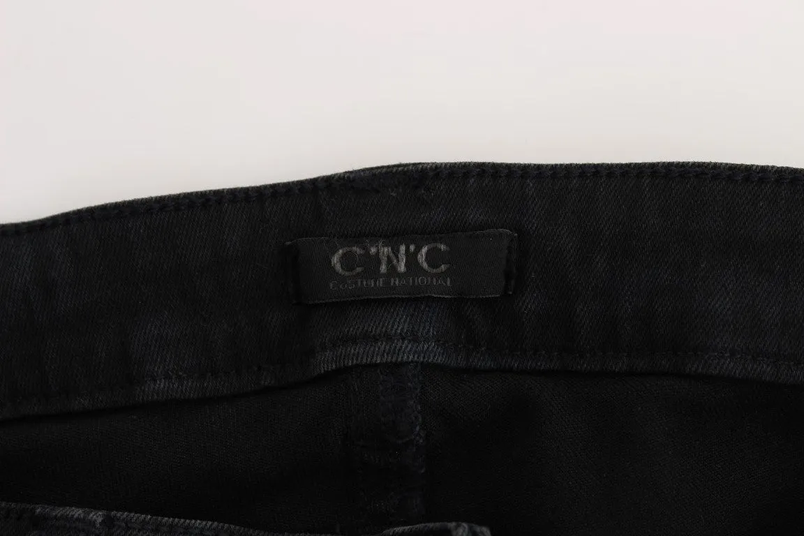 Sleek Slim Fit Designer Jeans in Classic Black