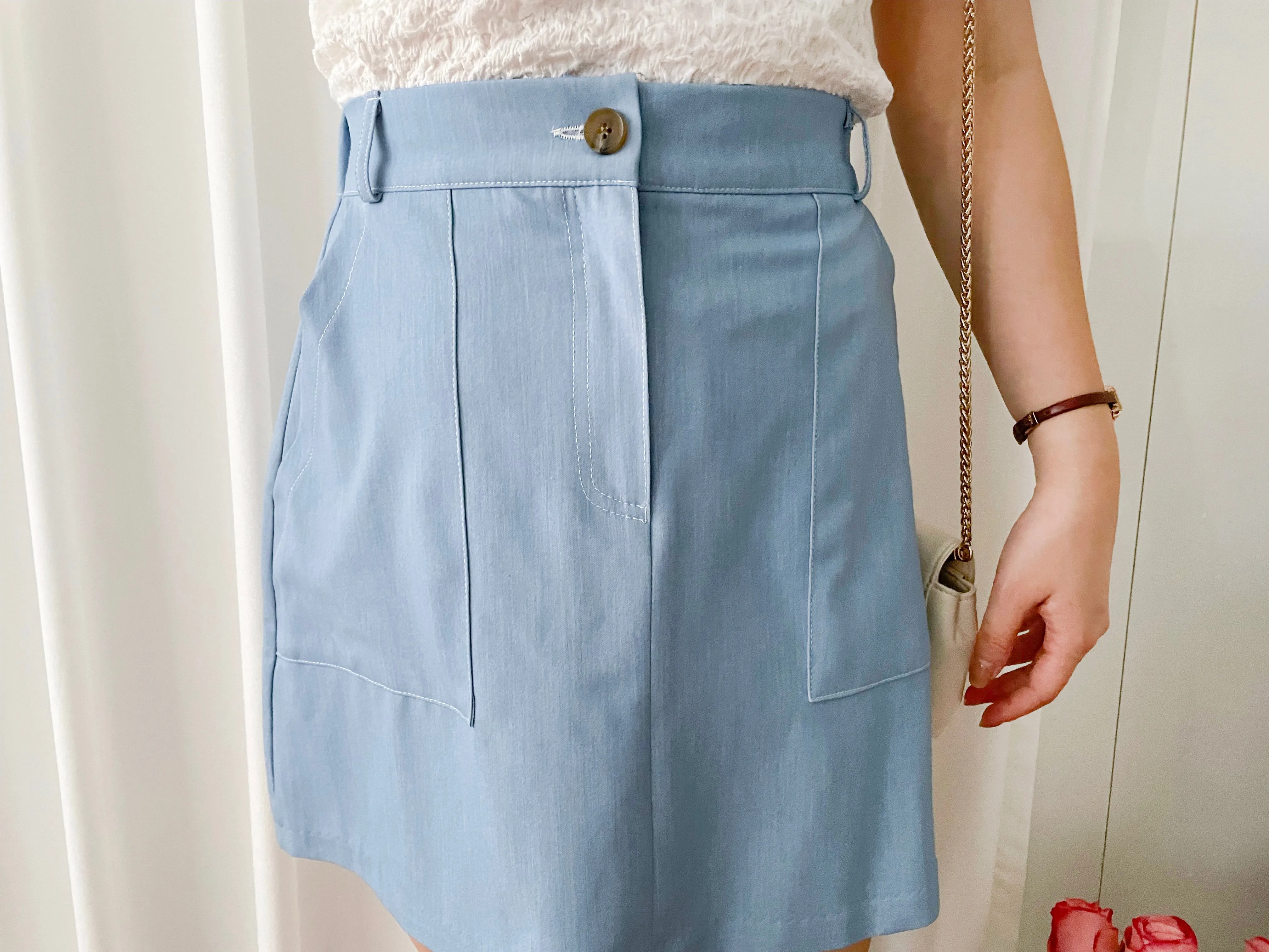 Slim a-line Denim 超舒適輕身寬鬆牛仔色車線, Skirt/ SK8728 (Midnightblue sold out)