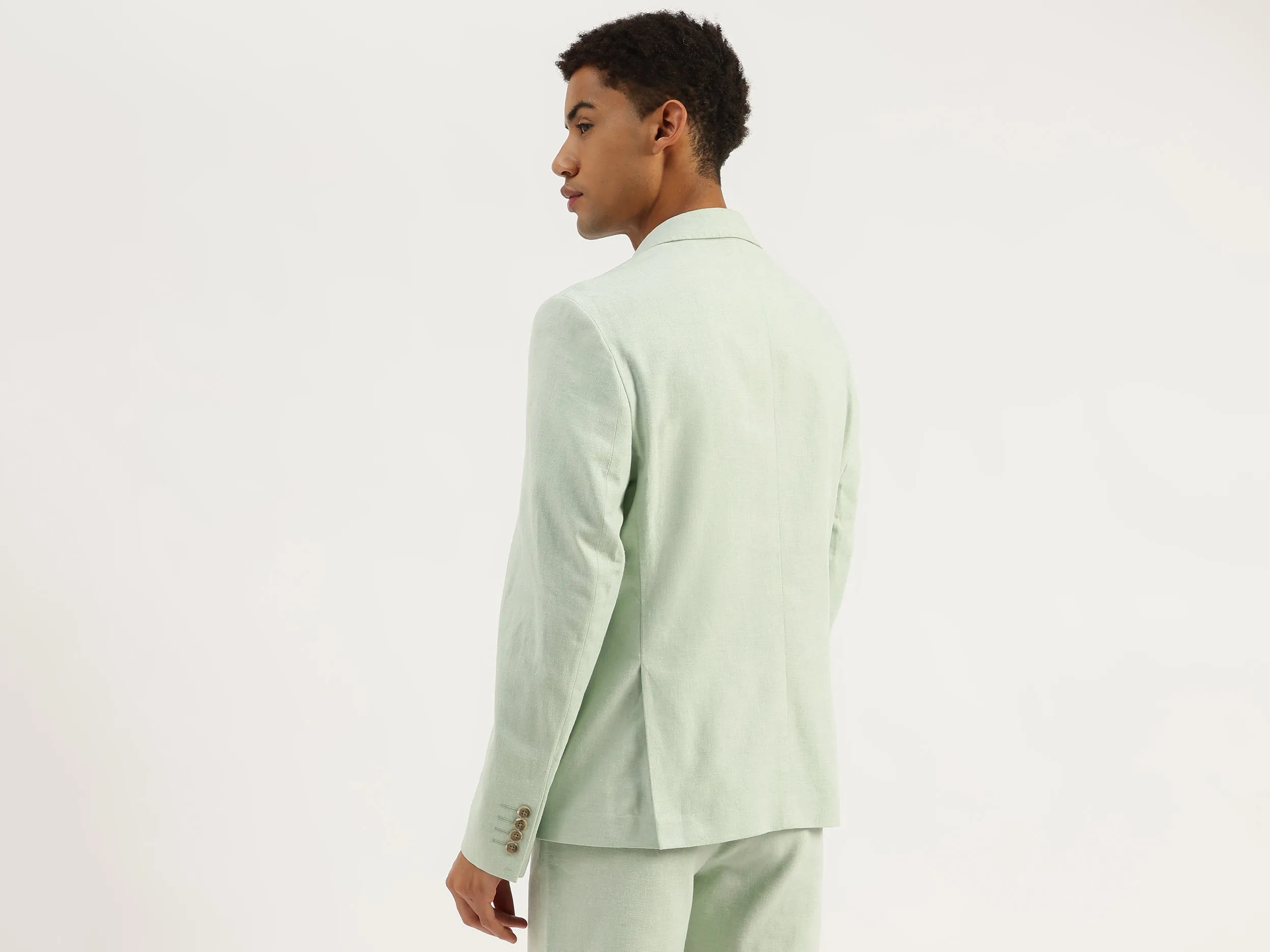Slim Fit Lapel Collar Textured Summer Blazer