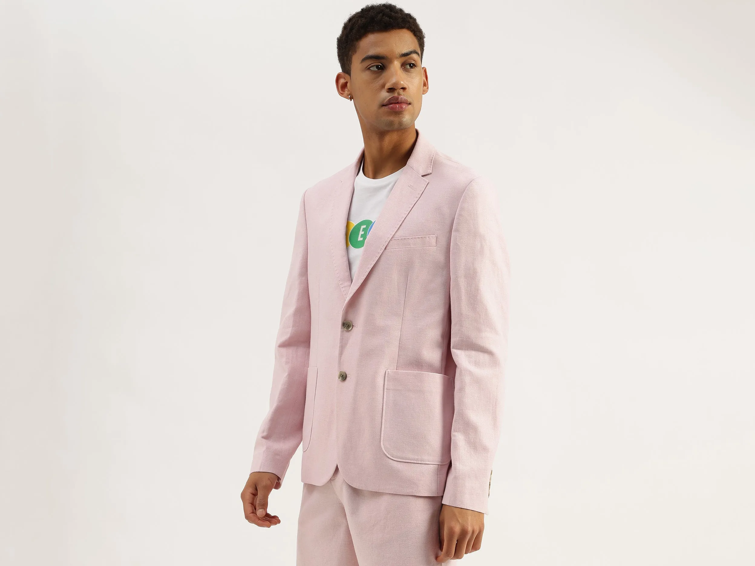 Slim Fit Lapel Collar Textured Summer Blazer