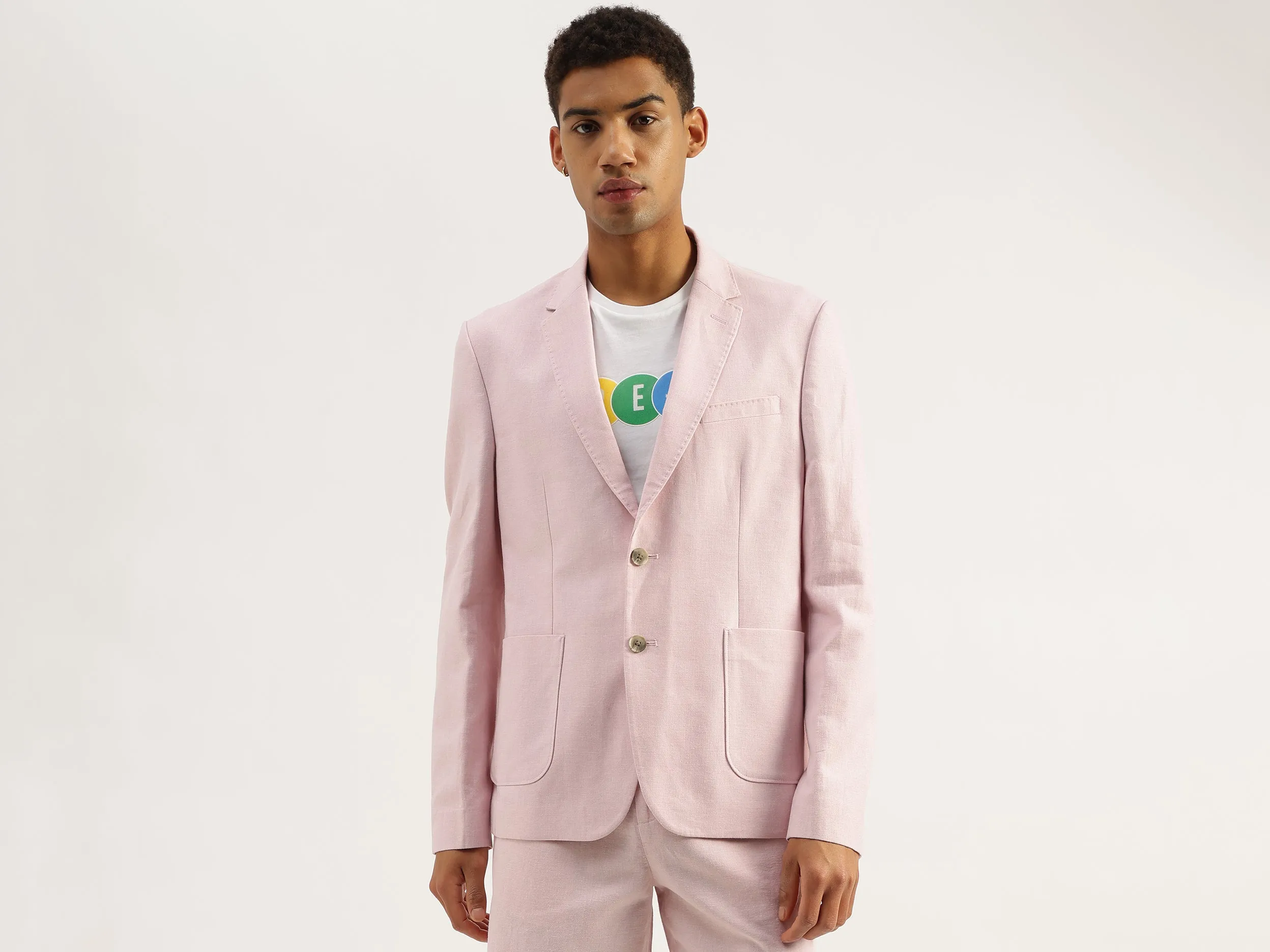 Slim Fit Lapel Collar Textured Summer Blazer