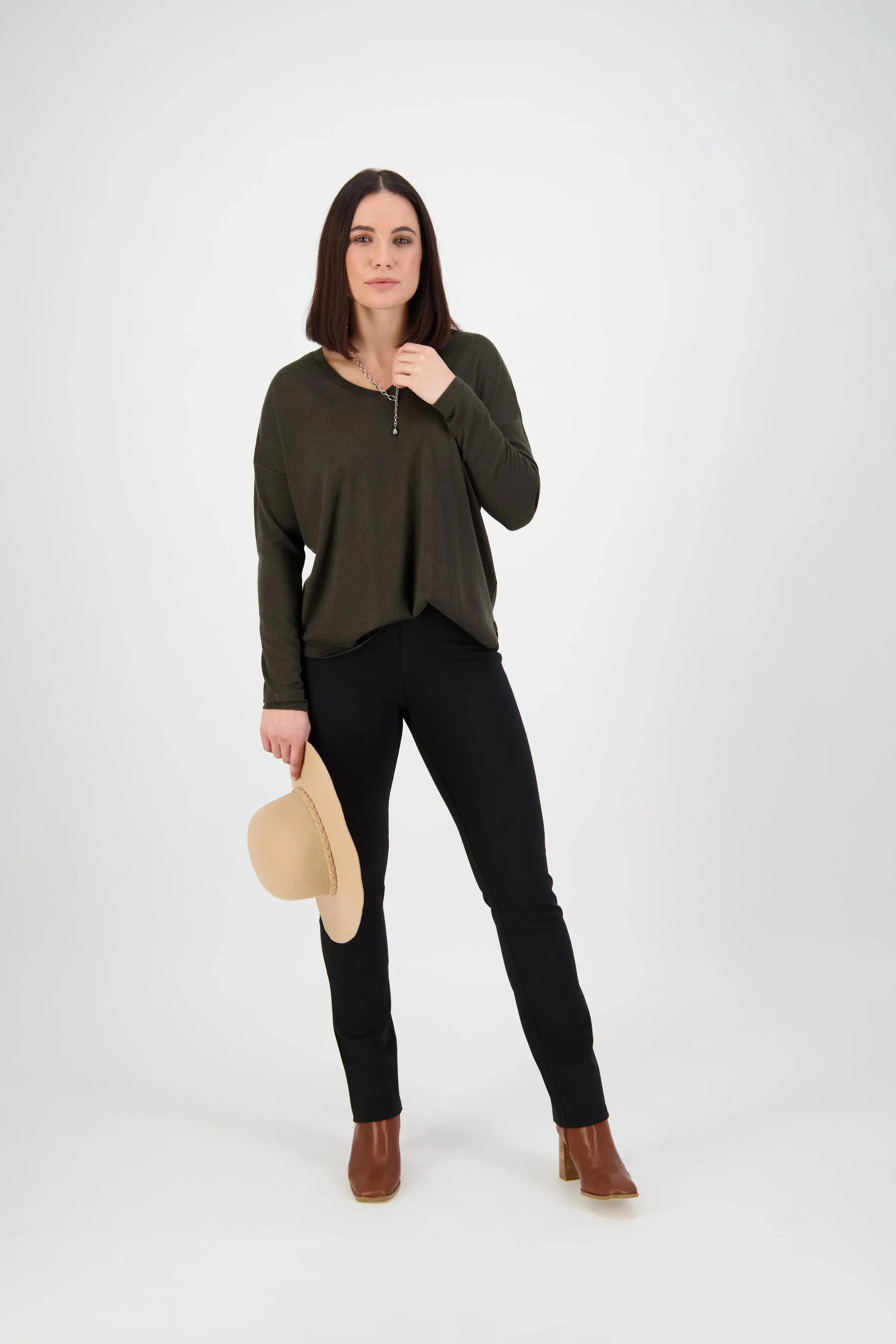 Slim Leg Ponti Pant Pull On - 234 -  Black