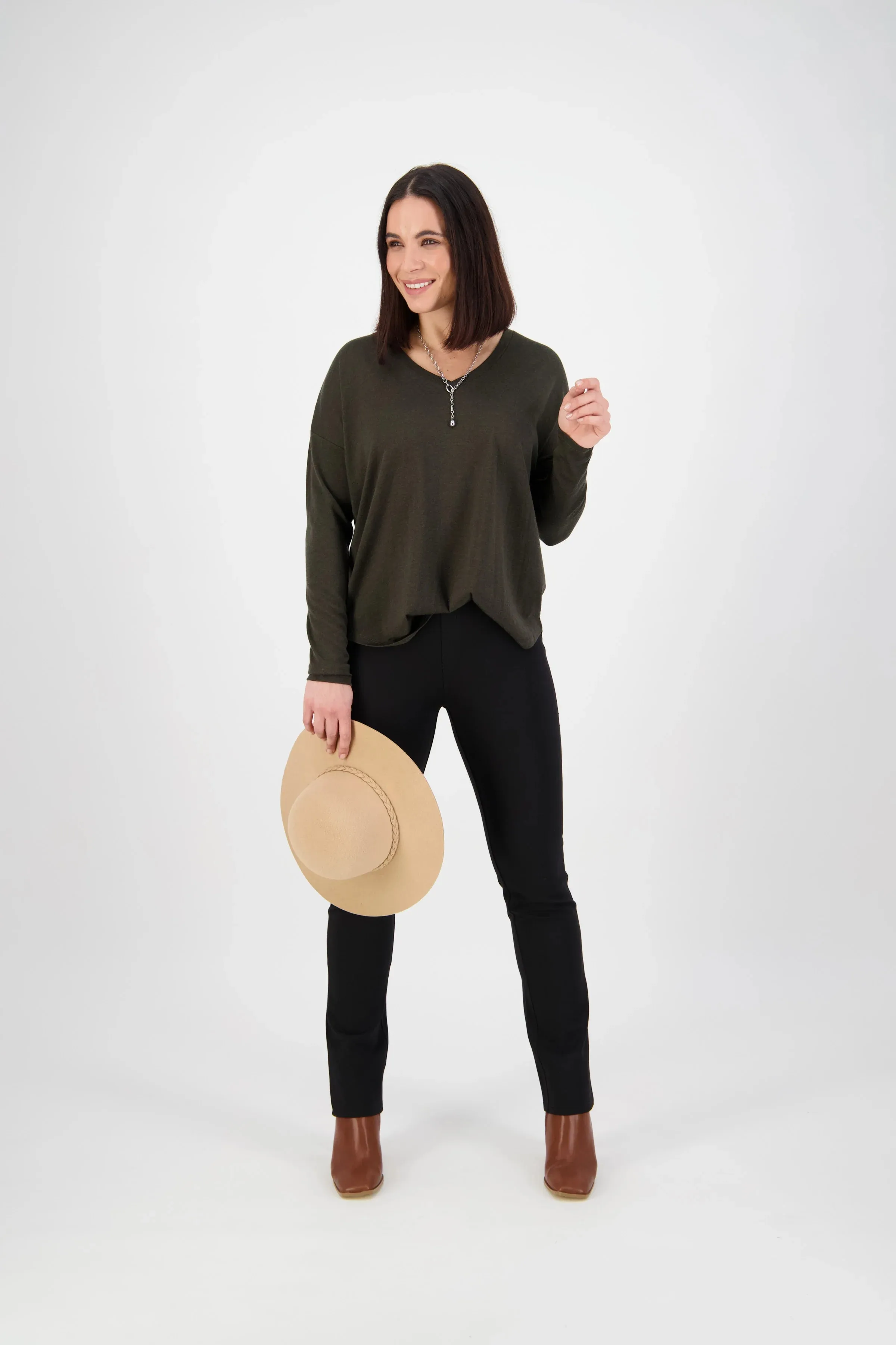 Slim Leg Ponti Pant Pull On - 234 -  Black
