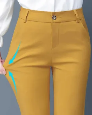 Slim Skinny High Waist Elastic Pencil Pants Ankle-length Trousers Office Formal Pantalon