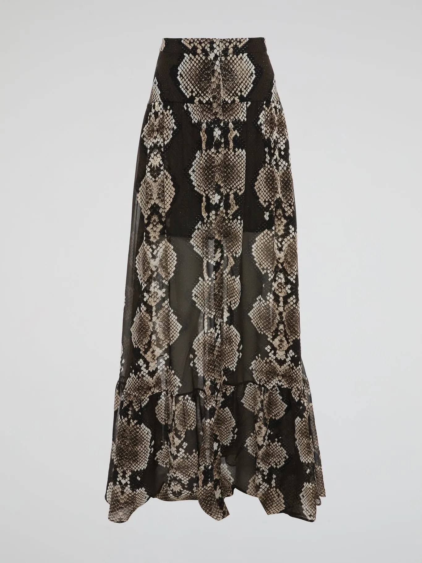 Snake Print Flared Maxi Skirt