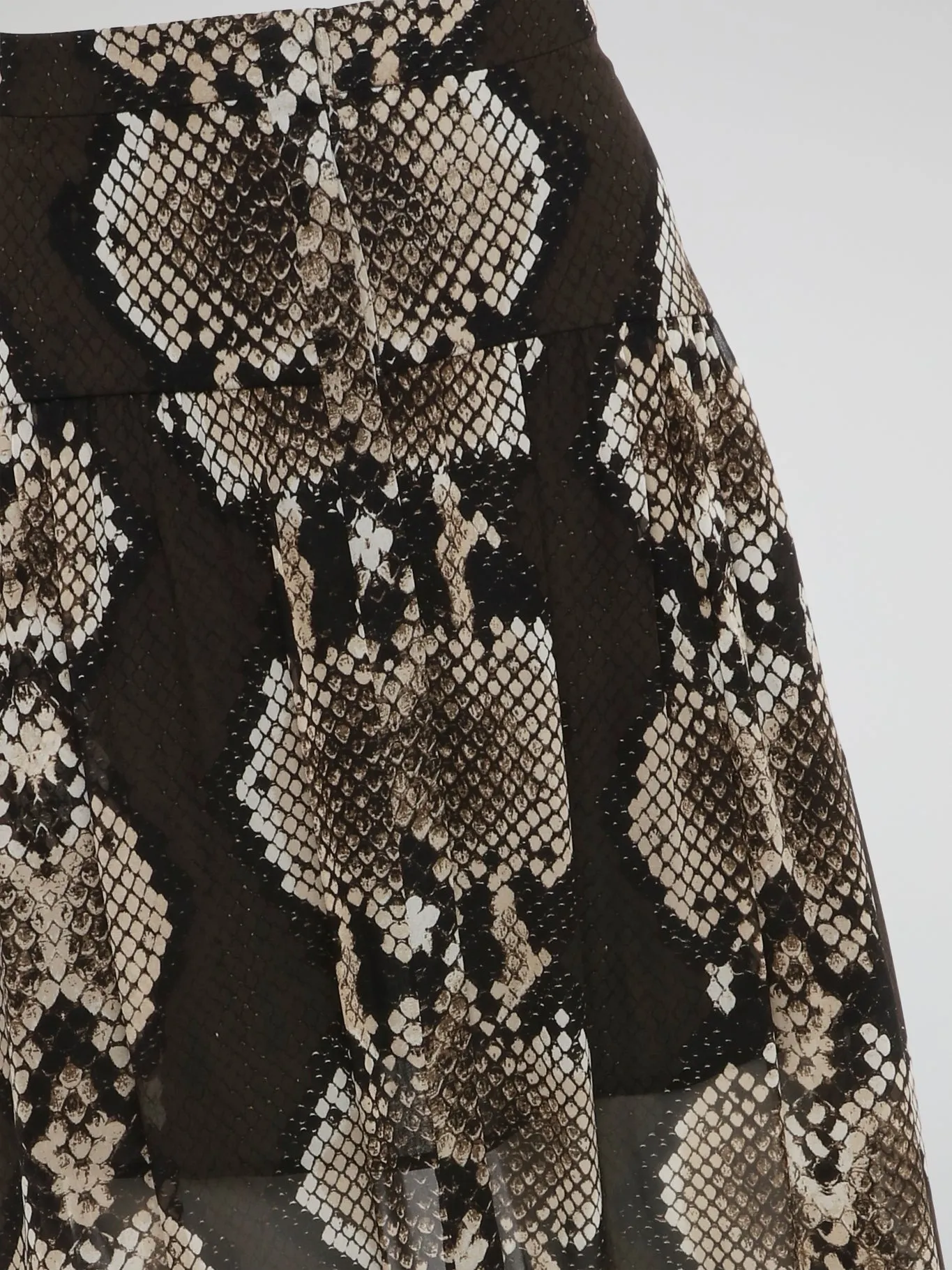 Snake Print Flared Maxi Skirt