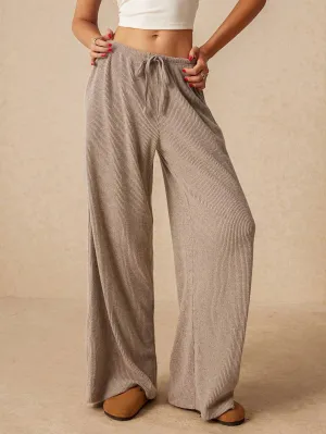 Solid Color Tie-Waist Wide-Leg Pants| Perfect for Any Occasion
