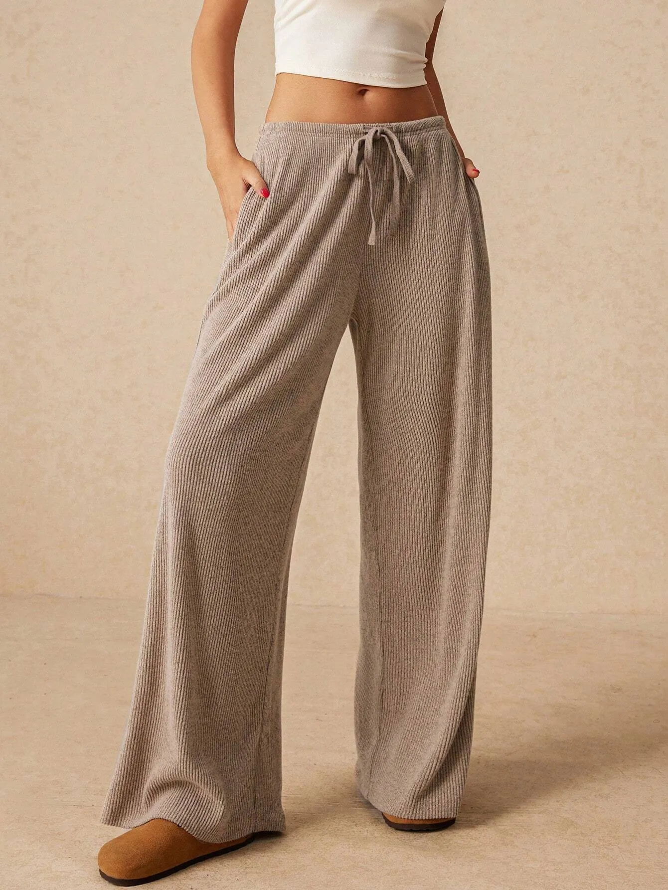 Solid Color Tie-Waist Wide-Leg Pants| Perfect for Any Occasion