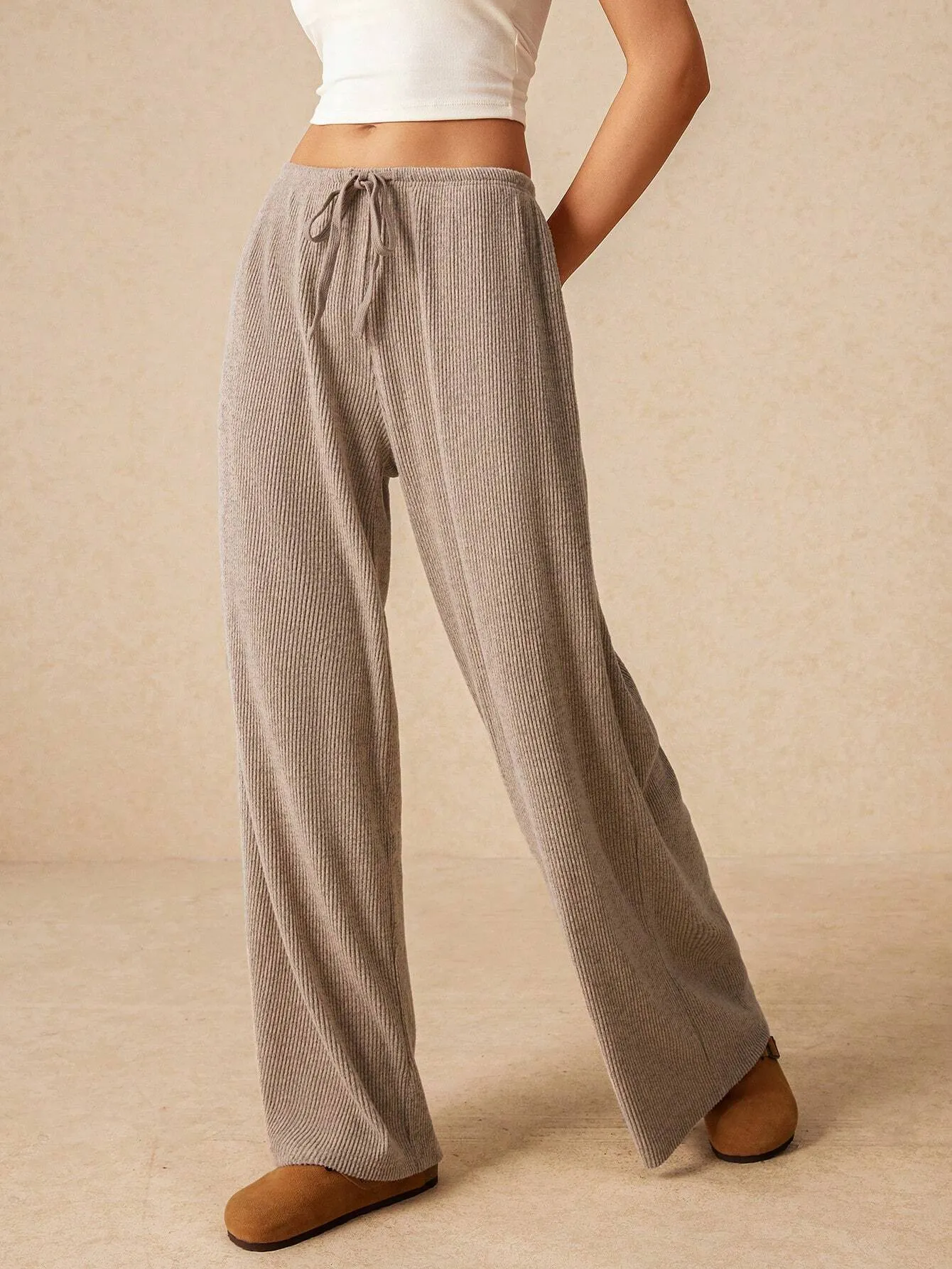 Solid Color Tie-Waist Wide-Leg Pants| Perfect for Any Occasion