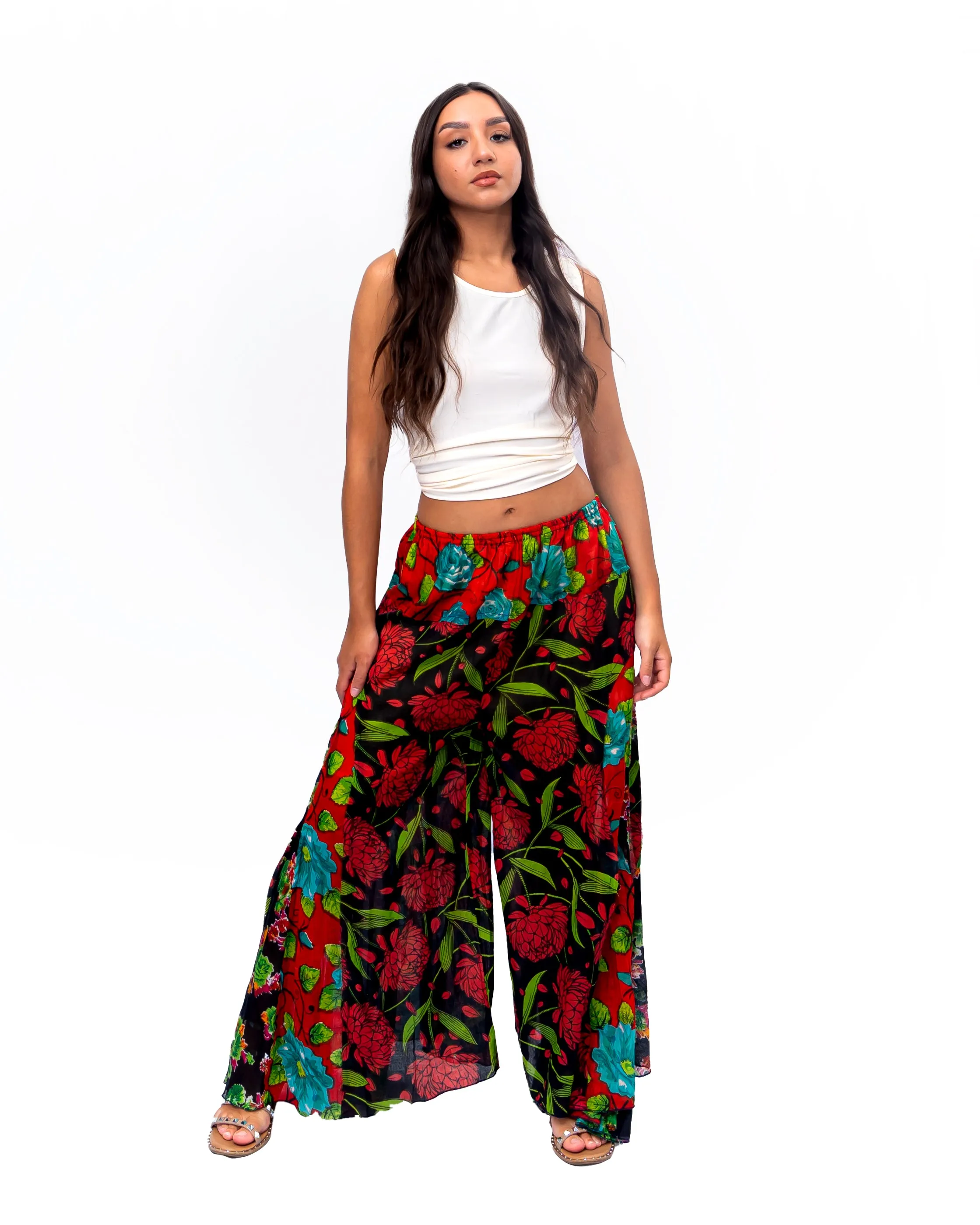 Solid Flared Pant Red Multi Mix