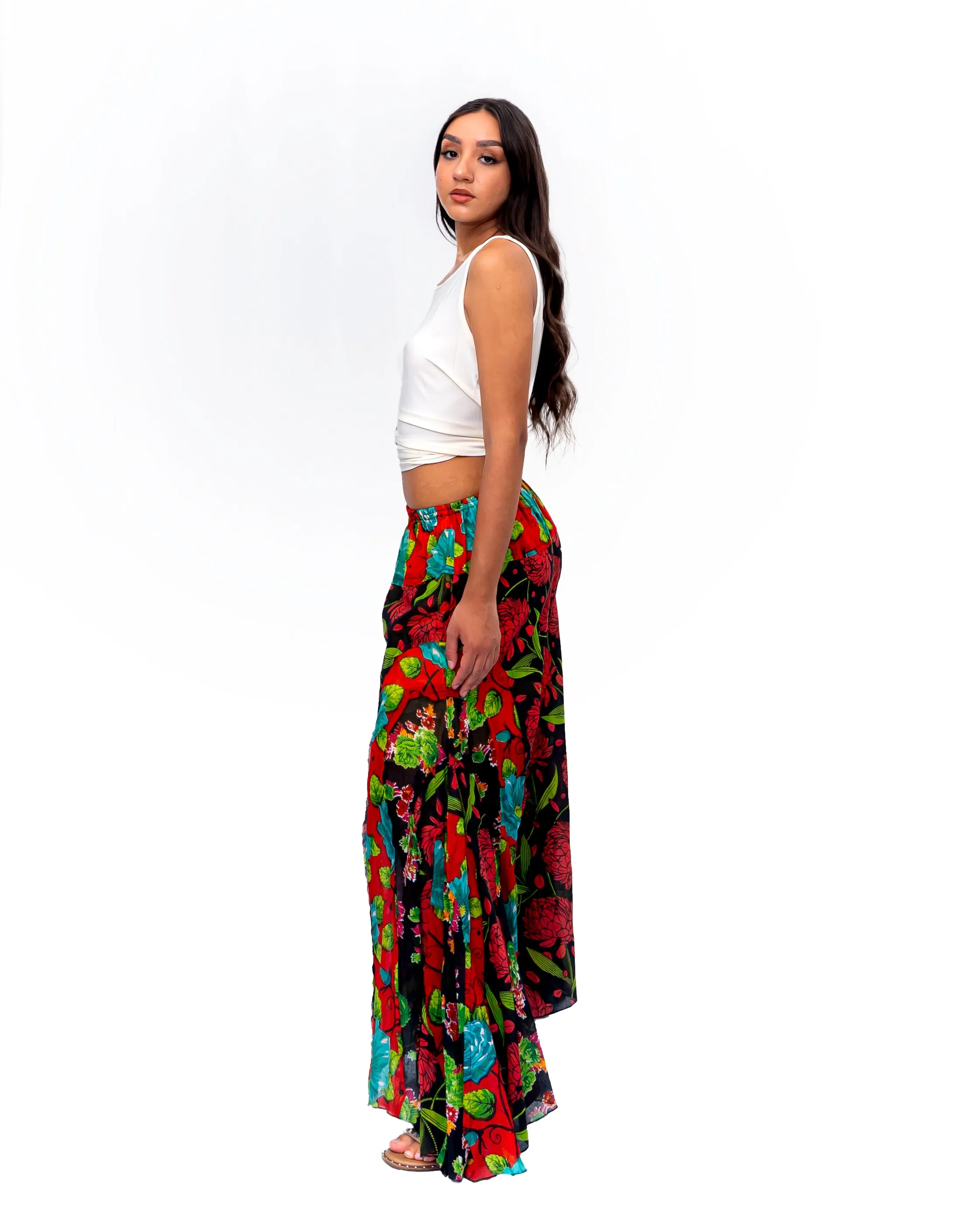 Solid Flared Pant Red Multi Mix
