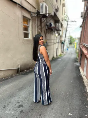 Stripe Knit Wide Leg Pant