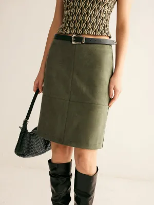 Suede A-Line Skirt Without Belt