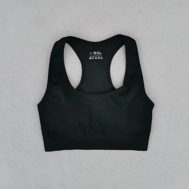 Summer Seamless Yoga Sets - High Waist Running Leggings and Padded Sports Bra Set