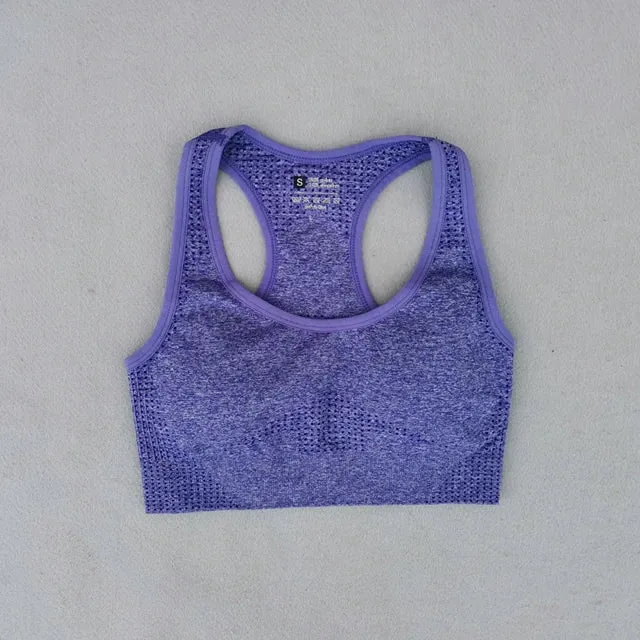 Summer Seamless Yoga Sets - High Waist Running Leggings and Padded Sports Bra Set