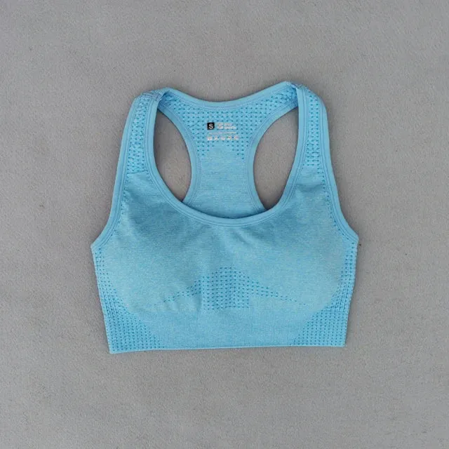 Summer Seamless Yoga Sets - High Waist Running Leggings and Padded Sports Bra Set