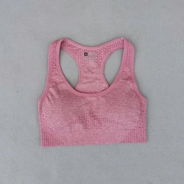 Summer Seamless Yoga Sets - High Waist Running Leggings and Padded Sports Bra Set