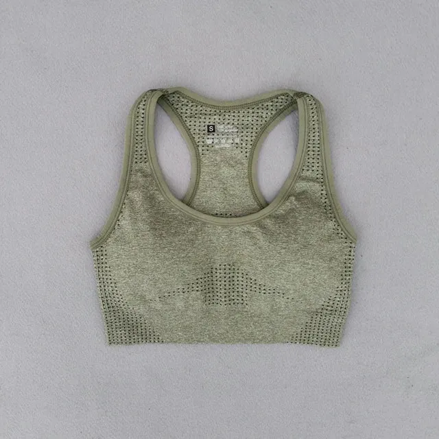 Summer Seamless Yoga Sets - High Waist Running Leggings and Padded Sports Bra Set