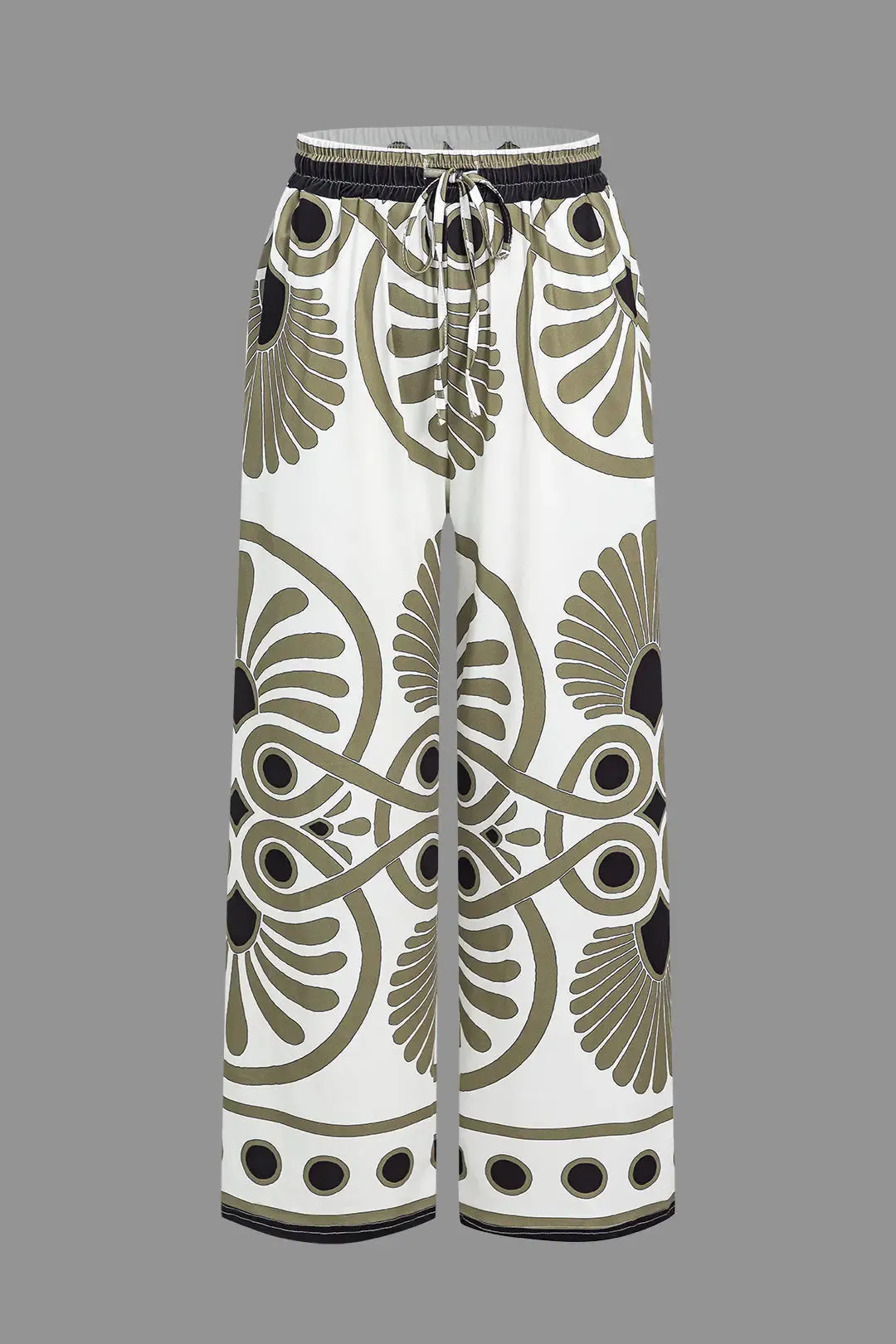 Suzanne - Trendy Drawstring Detail Woman's Wide Leg Pants